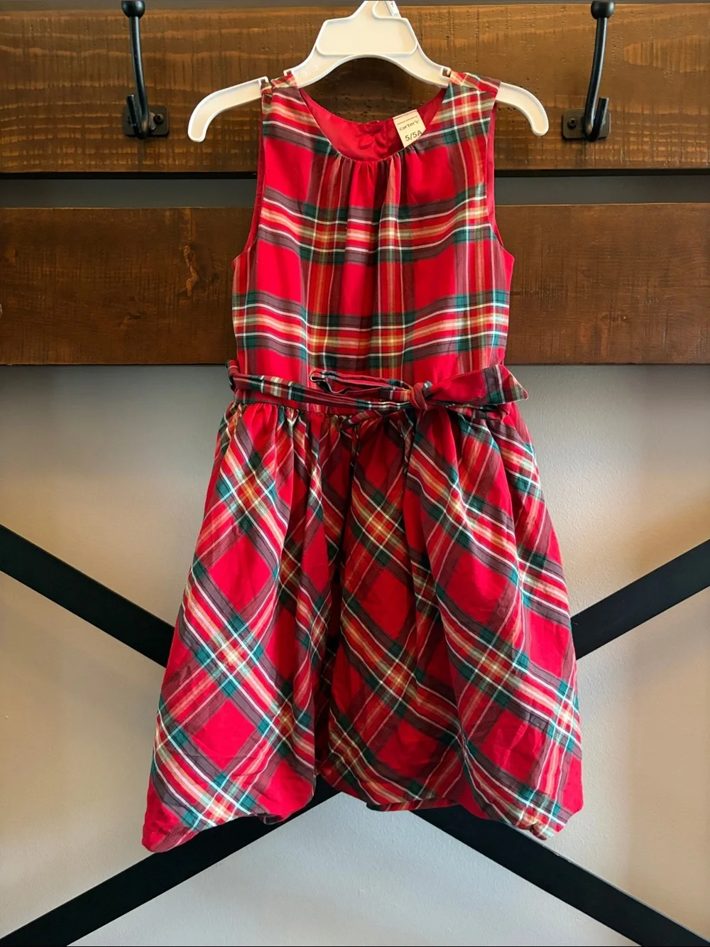 Carter's Red Plaid Holiday Dress with Tie Waist